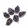 Pendant Necklaces Natural Stone Winding Amethyst Pendants Irregular Shape Crystal DIY Jewerly Necklace Sweater Chain Accessories Making