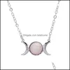 Kunst en ambachten natuursteen ketting Zonn maan Turquoise roze opaal genezing kristallen hanger voor vrouwen sieraden drop levering huis gard dhkoi