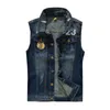 Gilet da uomo Gilet Abbigliamento da uomo Casual Uomo Giacche di jeans da motociclista Gilet in cotone Ricamo Distintivo Cappotto senza maniche Streetware Fashion