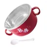 Bowls Bowl Noodle Stainlesssoup Steel Lid Lunch Noodles Box Cereal Ramen Pasta Mug Handle Dessert Dinnerinstant Container Mixing