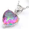 Charms Europe 10 pcs / lot Vintage 925 Sier Heartshappd Rainbow Topaz pour femmes cadeau américain Australie colliers de mariage Drop Delive Dhcvy