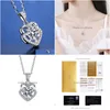 Pendant Necklaces Trendy S925 Sier 1Ct D Color Vvs1 Moissanite Double Heart Necklace For Women Plated White Gold Diamond Test Drop D Dhn47