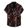 Camisas casuais masculinas camisa vintage homens de manga curta Tops de verão botão de roupas de roupas para cardigãs Bloups Hawaii