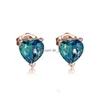 Stud LuckyShine för kvinnor Hypoallergeniska örhängen Rose Gold Heart Blandat vattenmelon Tourmaline smycken Drop Delivery Dhkuj