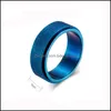 Anillos de banda de alta calidad de 8 mm de acero inoxidable anillo de bodas giratorio para hombres mujeres moda arenado compromiso promesa joyería Acce Dh3Aj