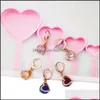 Urok lśniące sześcienne cyrkonowe kolczyki sercowe różowe złoto 5 kolorów pusta design mała kropla dla kobiet dziewczęta romantyczna biżuteria dostarcza ot2QB