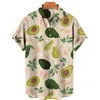 Mäns casual skjortor Sommar 3D Tryck på herrskjorta Fruktmönster Kortärmad unisex Loose Fashion Holiday Beach Top Hawaiian Blouse