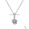 Levz Other Trendy Real 1 d Color Moissanite Diamond Necklace Women Jewelry 100 925 Sterling Sier Clavicle with Gra Giftother Otherother Dhhnv