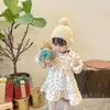 Beretten schattige kinderen winterwolk gebreide pompom oorbescherming beanie sherpa peru hoed joch winddicht warme baby oorklap accessoires cap