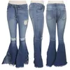 Jeans femmes femmes 2023 Vintage maigre évasé Denim pantalon Streetwear solide découpé trou déchiré taille haute glands surdimensionné pantalon