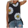 Women's Tanks Women Loose Tank Top Adults Casual Sleeveless Sunflower Print Round Neck Pullover Green Black Khaki Red Blue S M L XL