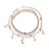 Bracelets de cheville bohème étoile lune perles pour femmes 2023 Vintage Multi couche cheville Bracelet charme plage bijoux en gros