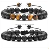 Charmarmband Justerbar Tiger Eye Lava Stone Fl￤tad rep Bangle 7 Chakra P￤rlor Yoga Aromaterapi Armband Q86FZ Drop Delivery Jew DH7OC