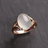 Cluster-Ringe, originelles Design, natürlicher Samen-Chalcedon, Ei-Oberfläche, ovale Öffnung, verstellbarer Ring, leichter Luxus-Charme, Damen-Silberschmuck