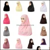 Hijabs Muslim Women Girls Hijab Islamic Scarf One Piece Fashion Solid Color Soft Headscarf Arabic Headwrap Rhinestone 1867 T2 Drop D Dhj45