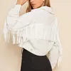 Women's Jackets Stylish Fringe Beaded Loose Denim Jacket Coat Women 2023 Fall Fashion Long Sleeve Casual Ladies Outerwear Tassel Jean