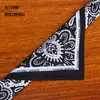 Beretten Echte casual katoen unisex zijden sjaal hoogwaardige print stijlvolle bandana met koehide munt ringberetten