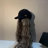 Berets 202312-shi Chic Drop Fashion Hat Patchwork Long Curly False Hair Lady Service Women Leisure Visors Cap