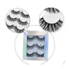 Cílios falsos 3 pares de cabelo 3D 20 mm de vison 18 longos cílios falsos grossos Epacket Drop Drop Drop Health Beauty Makeup Eyes Dhboh