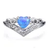 حلقات الكتلة 10 PCS Lot 925 Sterling Sier Crown Heart Blue White Opal Gems for Women Weddings Party American Australia Ring Jewelry DHGDF