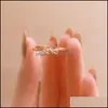 Band Rings Fashion Leaf Crystal Engagement Womens Horse Eye Shape Wedding Zircon For Women Sier Rose Gold Jewelry Gifts Drop Delivery OTPS9