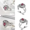 Solitaire Ring LuckyShine Xmas Gift Water Drop Vintage Red Garnet Gems Sier For Women Wedding Jewelry Zircon Rings Daily Wear Deliver DHF15