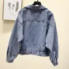 Jackets femininos A tendência de menina de outono de 2023 mostra uma jaqueta fina de jeans coreano estilo original de trabalho blusa curta