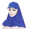 Ethnic Clothing Fashion Women Baseball Caps With Jersey Scarf Hijab Shawl Bandana Muslim Turban Bonnet Head Wrap Cap Hat Ready To Wear