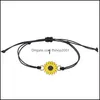 Charm Bracelets Wave Strand Anklet For Teen Girls Handmade Sunflower Adjustable Braided Bracelet Friendship Jewelry Q542Fz Drop Deliv Dh0Ii