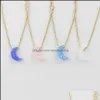 Pendant Necklaces Blue White Opal Moon Stone Necklace Gold Plated Stainless Steel Chain Choker Women Jewelry Collier Drop Delivery Pe Otlq9