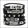 Charm Bracelets Woven Fashion Handmade Men Male Women Leather Bracelet Bangle Wholesale Jewelry Gift 5Pcs/Set Drop Delivery Ot58W