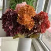 Fleurs décoratives 6 têtes rétro automne-automne l'hydrangea bouquet artificiel bricolage de mariage de la maison décoration de la maison décoration de fleurs de fête de fête pho