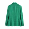 Ternos femininos Cacocala 2023 Spring Women Jacket Button Button Button Tweed Coats de lã feminino Casual Grense Green Blazers Blue Outerwear