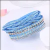 Tennis Koreaanse vrouwen Crystal Wrap Polsband Mtilayer Veet Leather Diamond armbanden Bangle Band Cuff voor Girl Fashion Sieraden Gift Dr Otomk