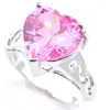 Solitaire ring 5 stcs lot mode charme love heart roze kunzite edelstenen 925 sterling sier vergulde meisjes ringen sieraden drop levering dhjgo