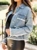 Vestes Femmes Automne Hiver Mode Femme Denim Manteaux Femme Bleu Manches Longues Casual Lâche Streetwear