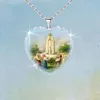 Hanger kettingen hartvormige kristalglas christelijke maagdelijke maagd Maria dames ketting mode religieuze amulet accessoires feest sieraden