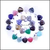 H￤nge halsband bk naturlig kristallsten f￶r halsband smycken g￶r mix hexagonal prismpunkt korsa hj￤rt dropp kvarts agat charm otcud