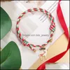 Link Chain Handmade Christmas Charm Braided Bracelet For Women Men Snowflake Stanta Xmas Tree Adjustable Friendship Bracelets Happy Dhmlf