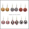 Dangle Chandelier Luxury Sports Ball Earrings Crystal Diamond Softball Baseball Basketball Football Rugby Skates Drop For Women Je Oto0L