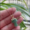 Arts et artisanat Reiki Pierre Naturelle Cristal Chaîne Dorée Mignon Mascotte Champignon Pendentif Collier Améthystes Labradorite Opale Sautoirs Dr Dh7Cy