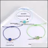 Charm Bracelets Handmade Druzy Resin Stone Bracelet Make A Wish Card Wax Rope Braided Bangles With Rice Bead For Women Girls Summer Otyi7