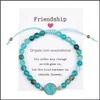 Beaded Strands Fashion Women Natural Stone Agate Bead Bracelet Resin Druzy Charm Bracelets With Friendship Card Handmade Woven Rope Ot6Yn