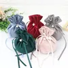 Gift Wrap 5Pcs Velvet Bags With Pearl String Christmas Birthday Party Cooikes Candy Boxes Jewelry Sachet Bag