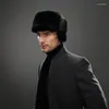 Berets Ianlan Top Grade Herren Full-Pelt-Bomber-Hüte Realer Ohrschützer Hut Winter Thermal russischer Stil IL00234