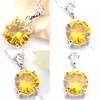 Pendant Necklaces High Quality 10 Pcs/Lot Round Fire Yellow Crystal Zirconia Gems Women For Necklace Party Holiday Gift With Chain D Dhwuw