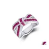 Anelli a grappolo Beautif Fashion Wedding Party Sier Donne Purple Crystal Lady Ring Jewelry Drop Delivery Otned