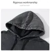 Men's Hoodies Autumn Solid Color Hoodie With Hood 98% Cotton High Neck Oversized Vintage Loose Long Sleeves Blouse For Male 2023