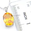 Pendant Necklaces Luckyshine Fire Oval Royal Style Yellow Citrine Gems 925 Sterling Sier Necklace Women Zircon Wedding Jewelry Drop Dhlhu