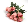 Fleurs décoratives Couronnes Bleu Rose Artificielle Beautif Bourgeons Pour La Maison De Mariage Roses Décoration Jaune Faux Bouquet De Fleurs Automne Dro Dh8Jj